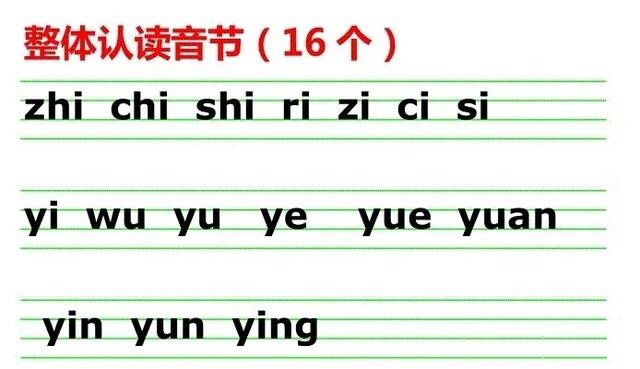 整体认读音节16个（教孩子巧记16个整体认读音节） 第1张