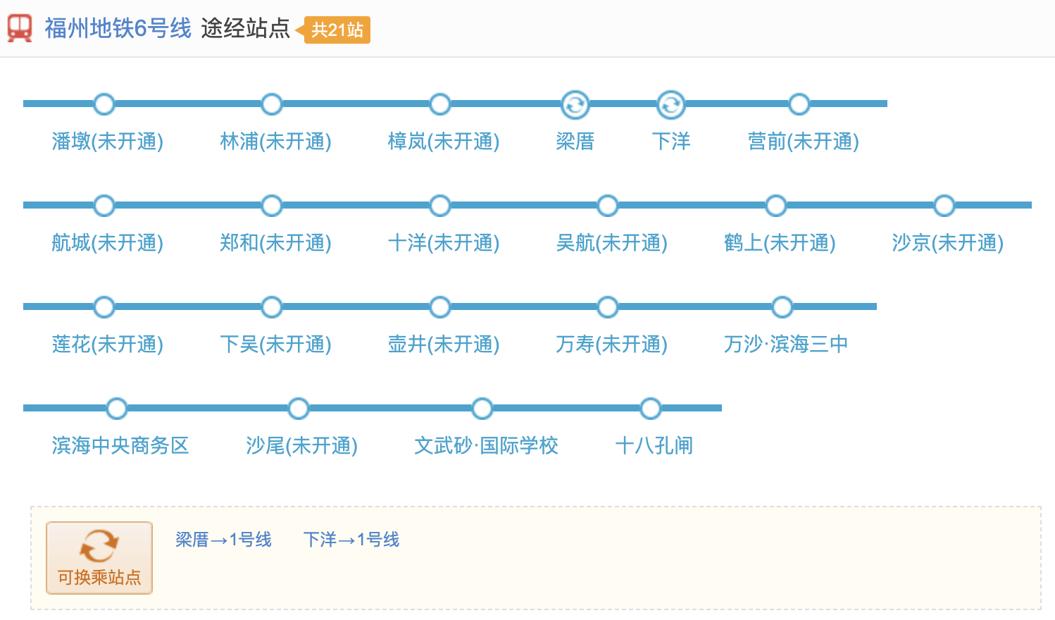 福州地铁6号线线路图 福州地铁6号线首末班车运营时间表 第1张